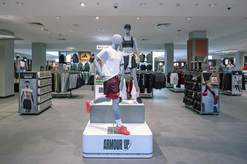 Sportswear on display at Frasers Norwich store